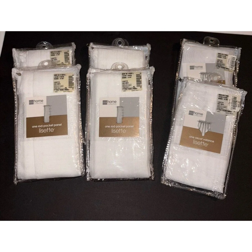 JC Penney Home 60 x 63 Lisette Sheer Cool White Rod Pocket Panels Set Of 4
